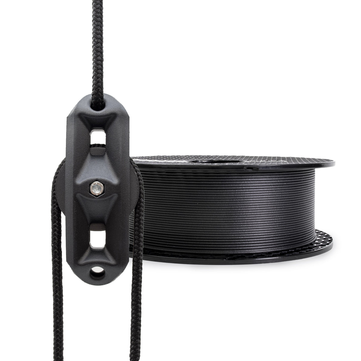 Prusament PC Blend Carbon Fiber Black filament spool for stiffer hotter-use 3D printed parts