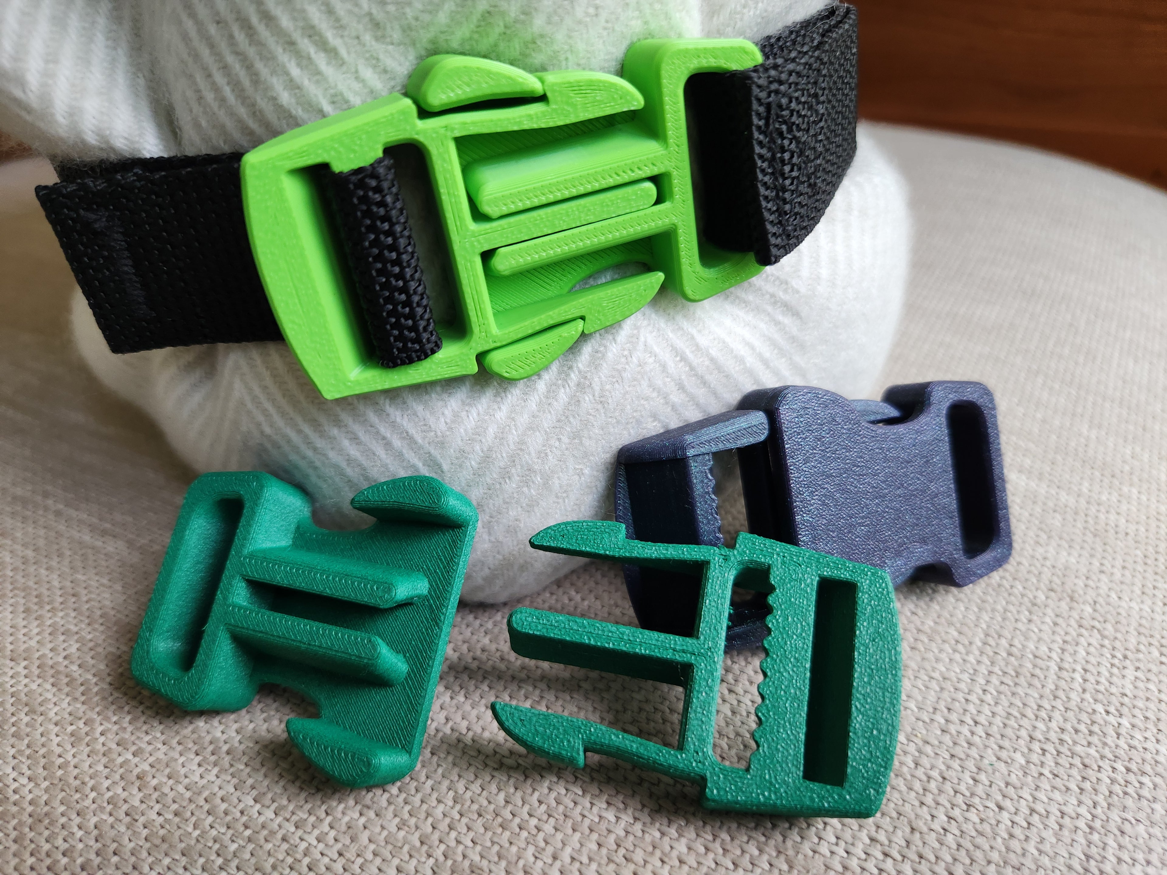 3D printed side-release snap buckle for strap hardware and gear repair