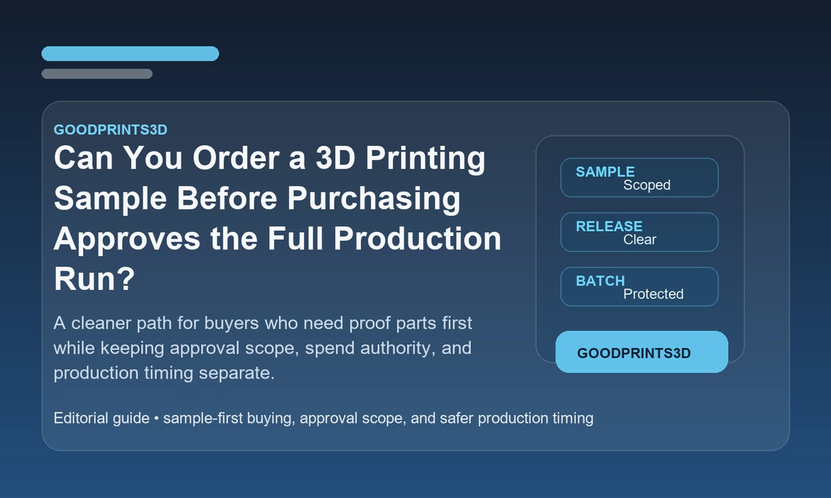 Branded GoodPrints3D article image for a guide about ordering a 3D printing sample before the full production run is approved.