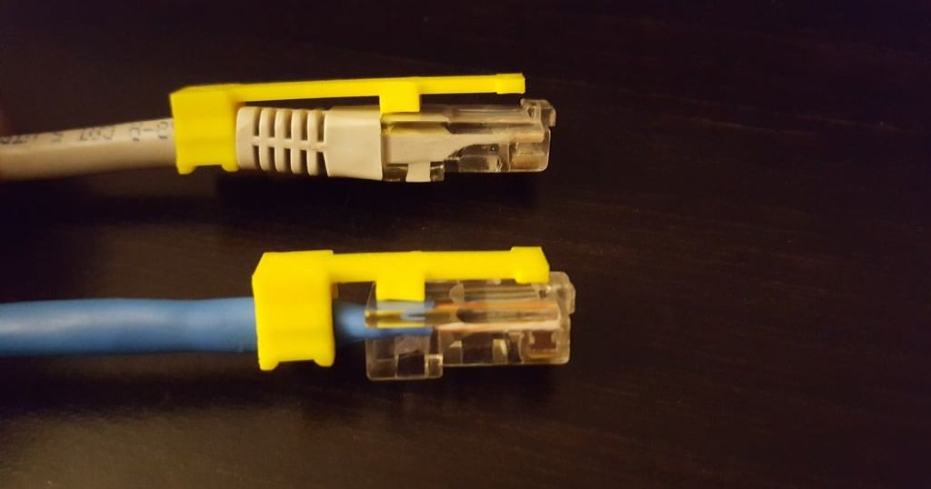 RJ45 Ethernet cable clip repair for a broken network plug tab