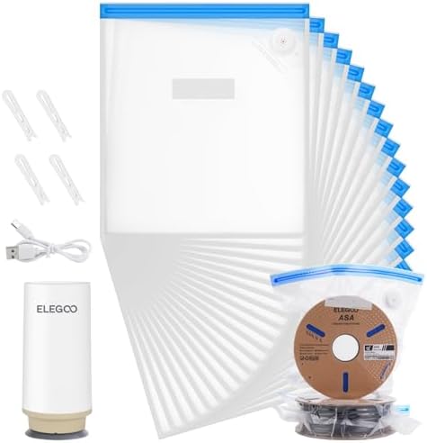 ELEGOO filament vacuum storage kit with auto pump and storage bags for open 3D printer spools