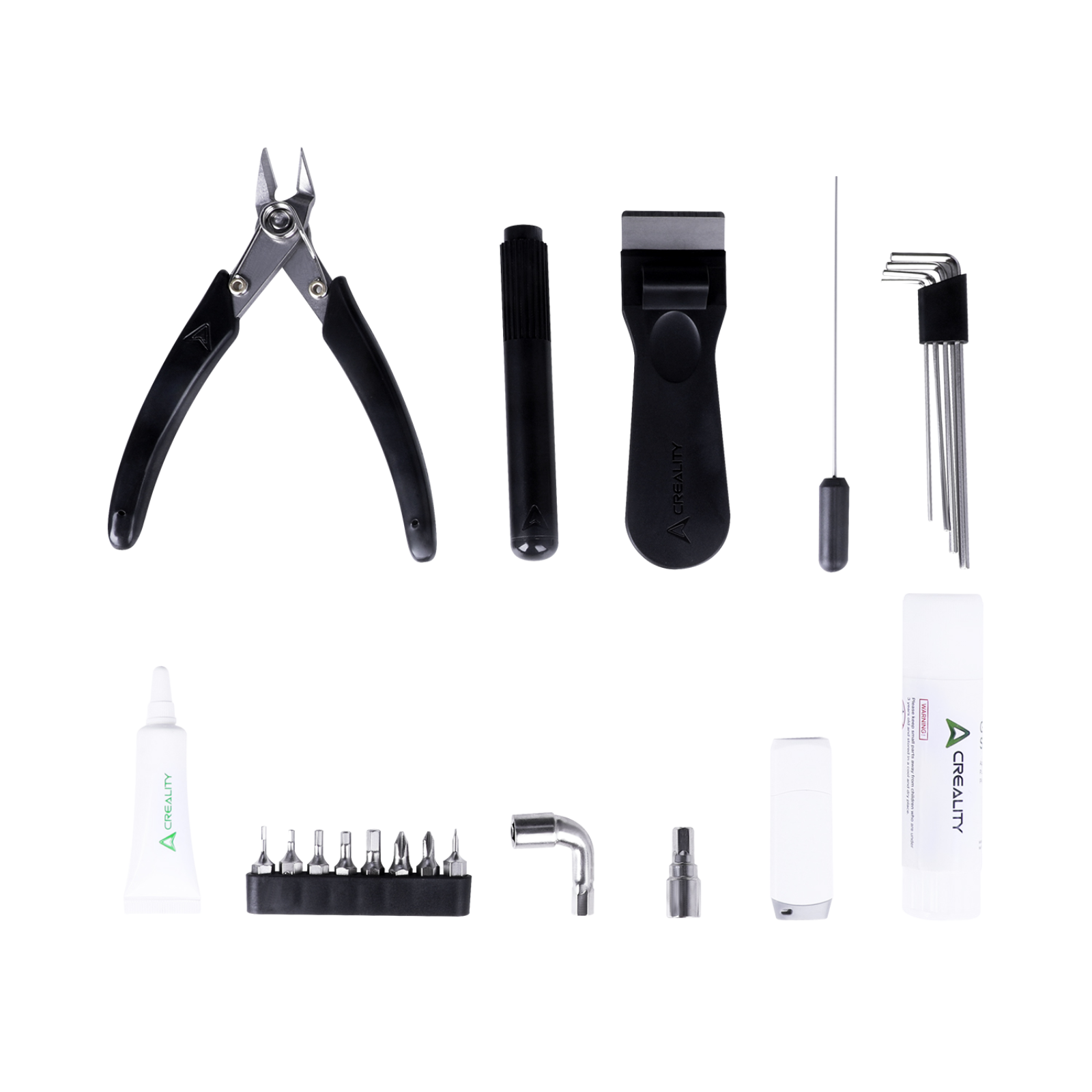 Creality 3D Printer Tool Box Kit case with common cleanup and adjustment tools for 3D printing benches