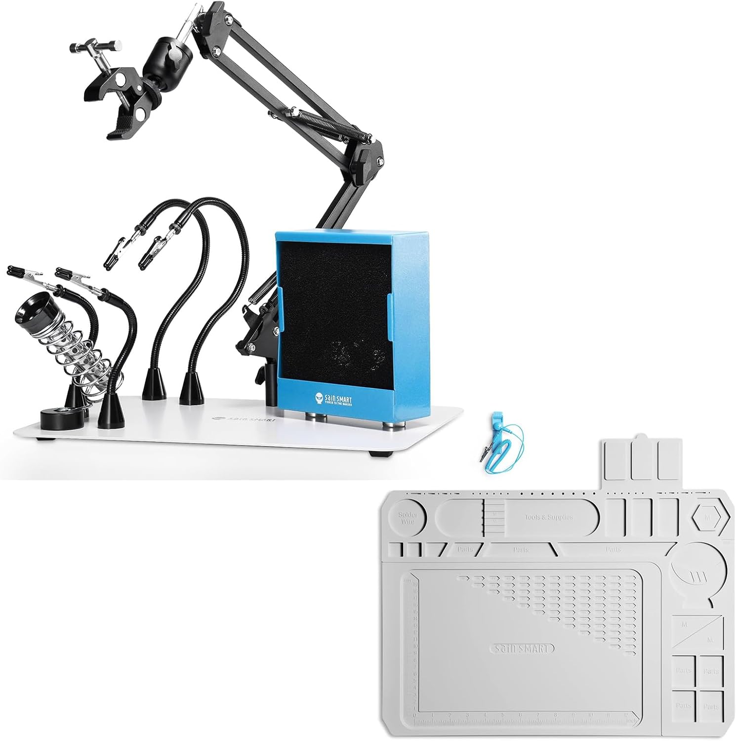 SainSmart magnetic helping hands bench tool with silicone mat for wiring and small 3D printer repair work