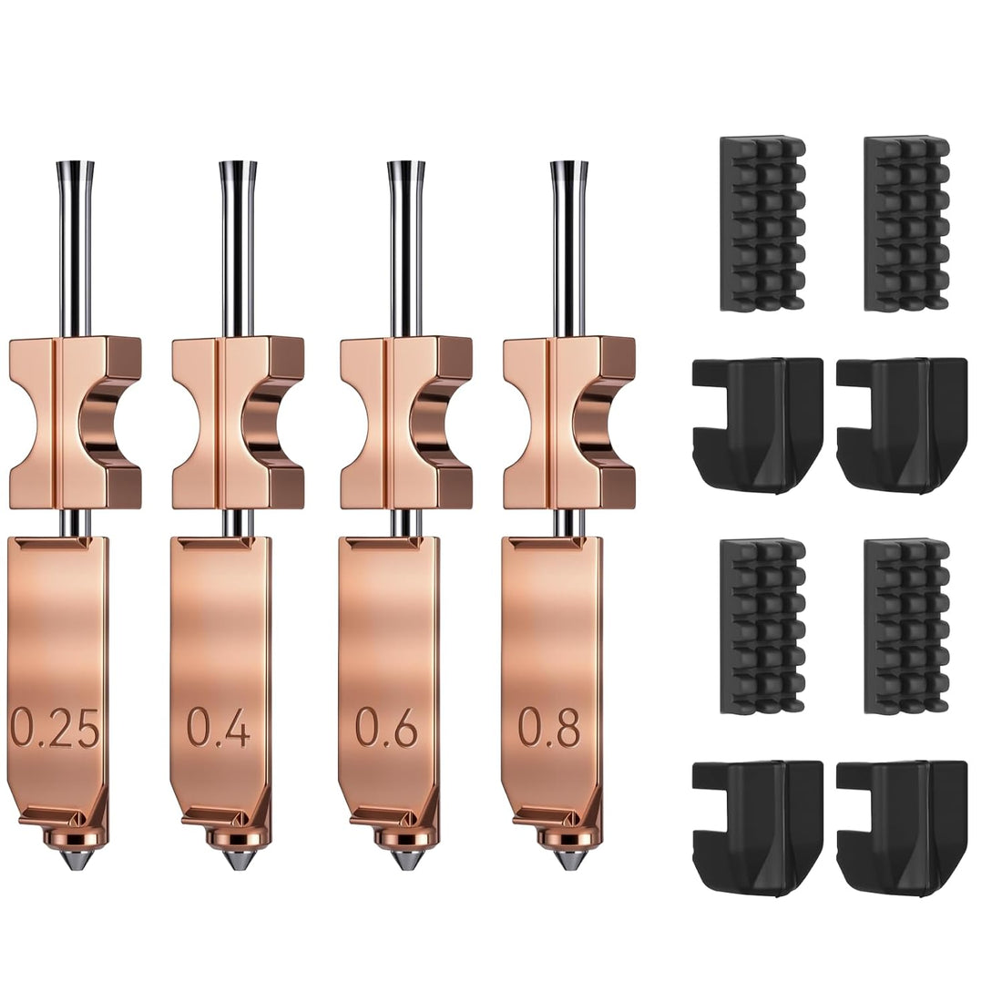 Four-size hardened steel quick-swap nozzle kit for the FlashForge AD5X