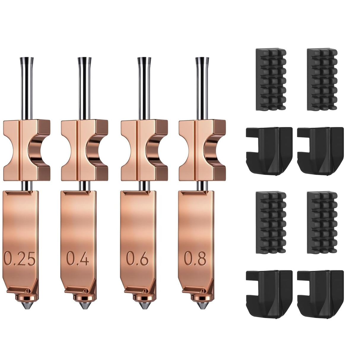 Four-size hardened steel quick-swap nozzle kit for the FlashForge AD5X