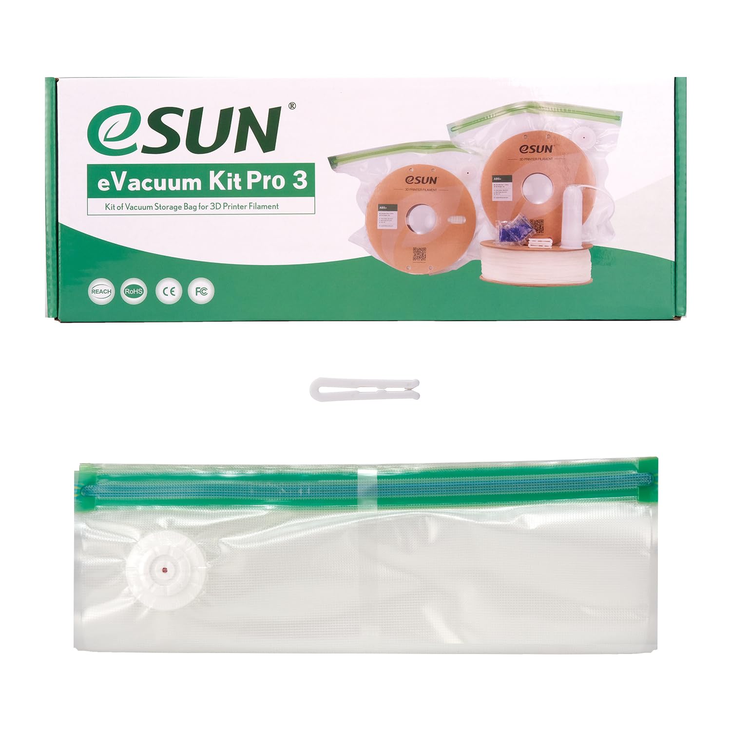 eSUN filament vacuum storage bags for sealing open 3D printer spools against humidity between prints