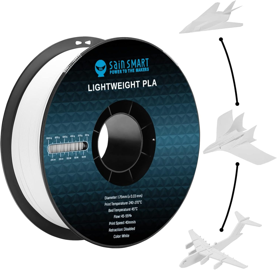 SainSmart LW-PLA white lightweight foaming filament spool for RC aircraft and large shell prints
