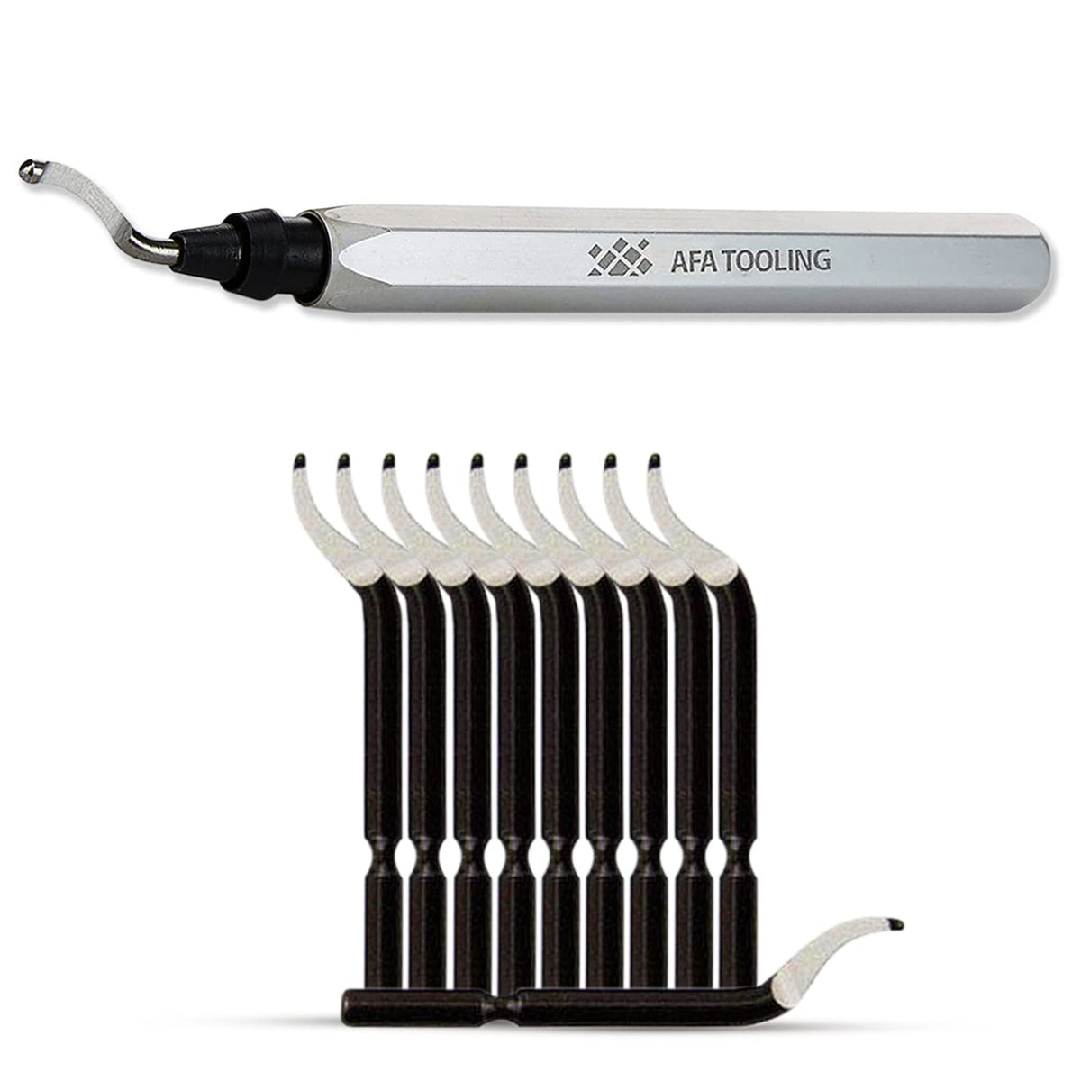 AFA Tooling - Deburring Tool with 11 High Speed Steel Swivel M2 Blades - Works on Metal, Resin, PVC Pipes, Copper, Plastic and 3D Printed Edges - Plumbing & 3D Printing Burr Removal Reamer Tool