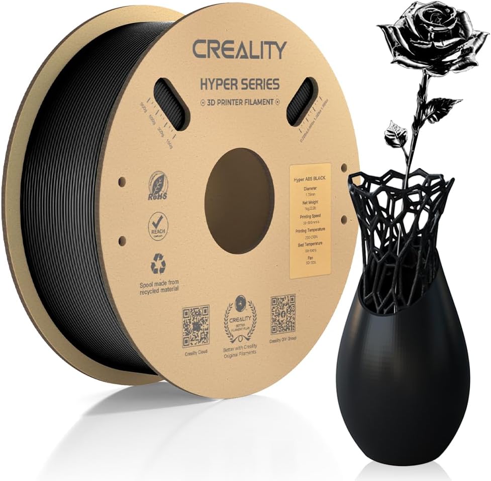 Creality Hyper ABS black filament spool for enclosed-printer functional parts and warmer-use prints