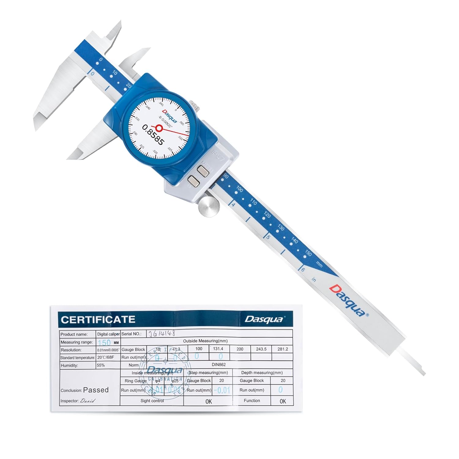 Dasqua Digital Caliper 6 Inch IP67 for maker-bench fit checks and rugged shop measurement