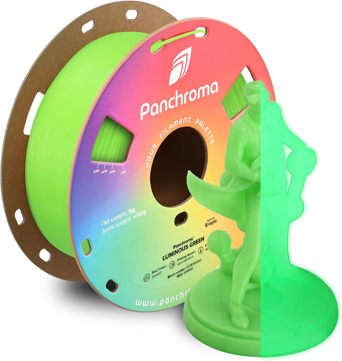 Polymaker Panchroma Glow PLA green filament for signs markers props and low-light prints