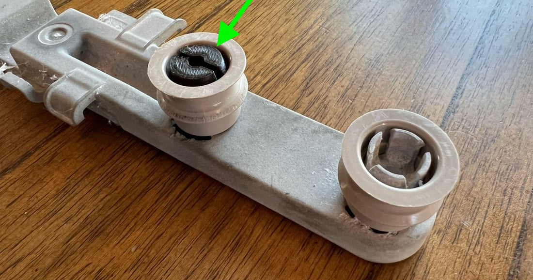 3D printed dishwasher top rack wheel peg replacement part