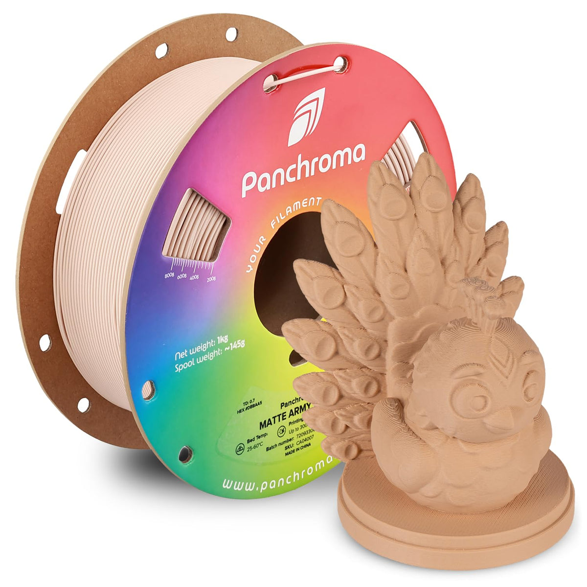 Polymaker Panchroma Matte PLA Army Beige filament for softer-finish visible prints