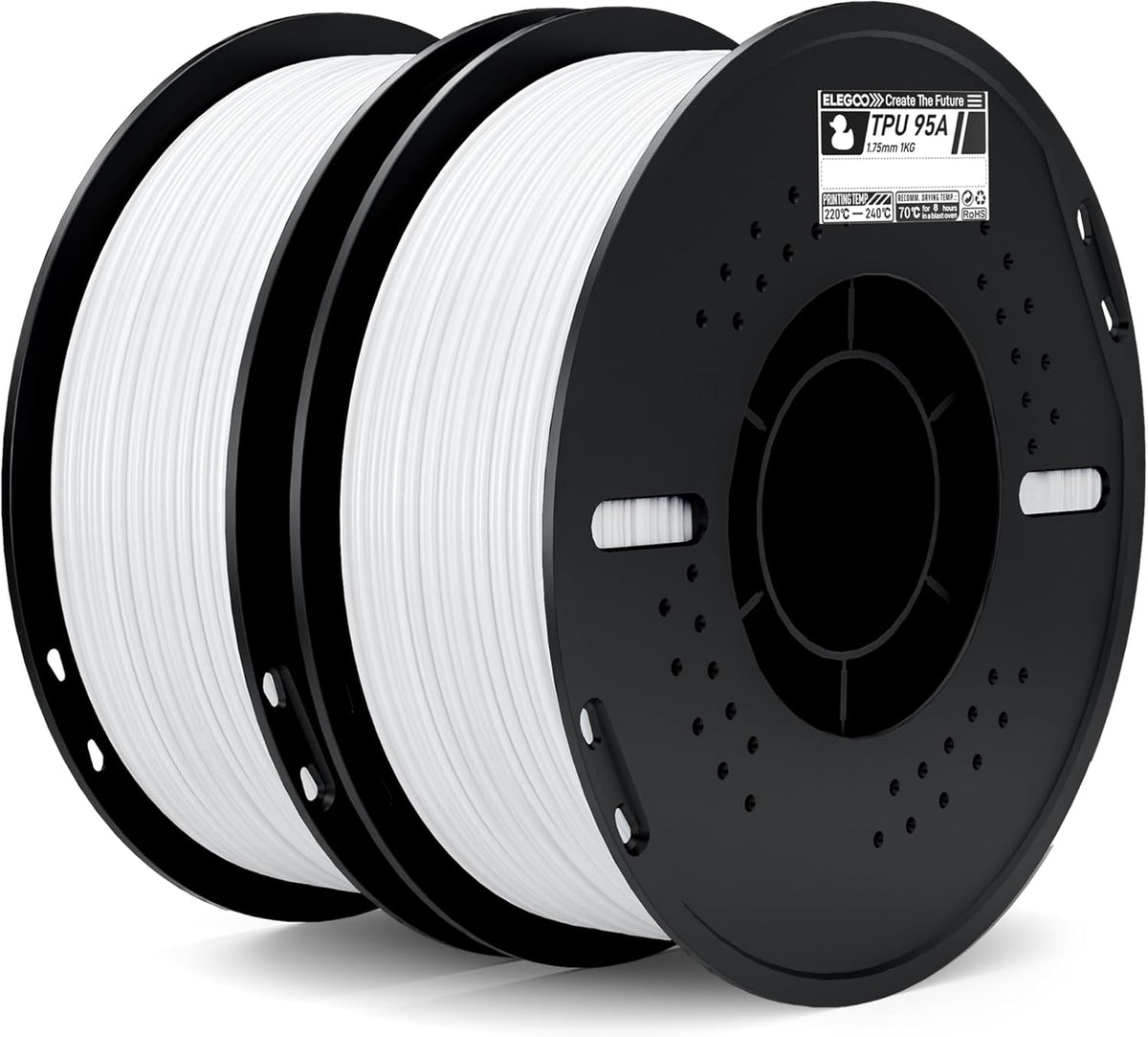 Black 1 kg spool of ELEGOO Rapid TPU 95A flexible filament