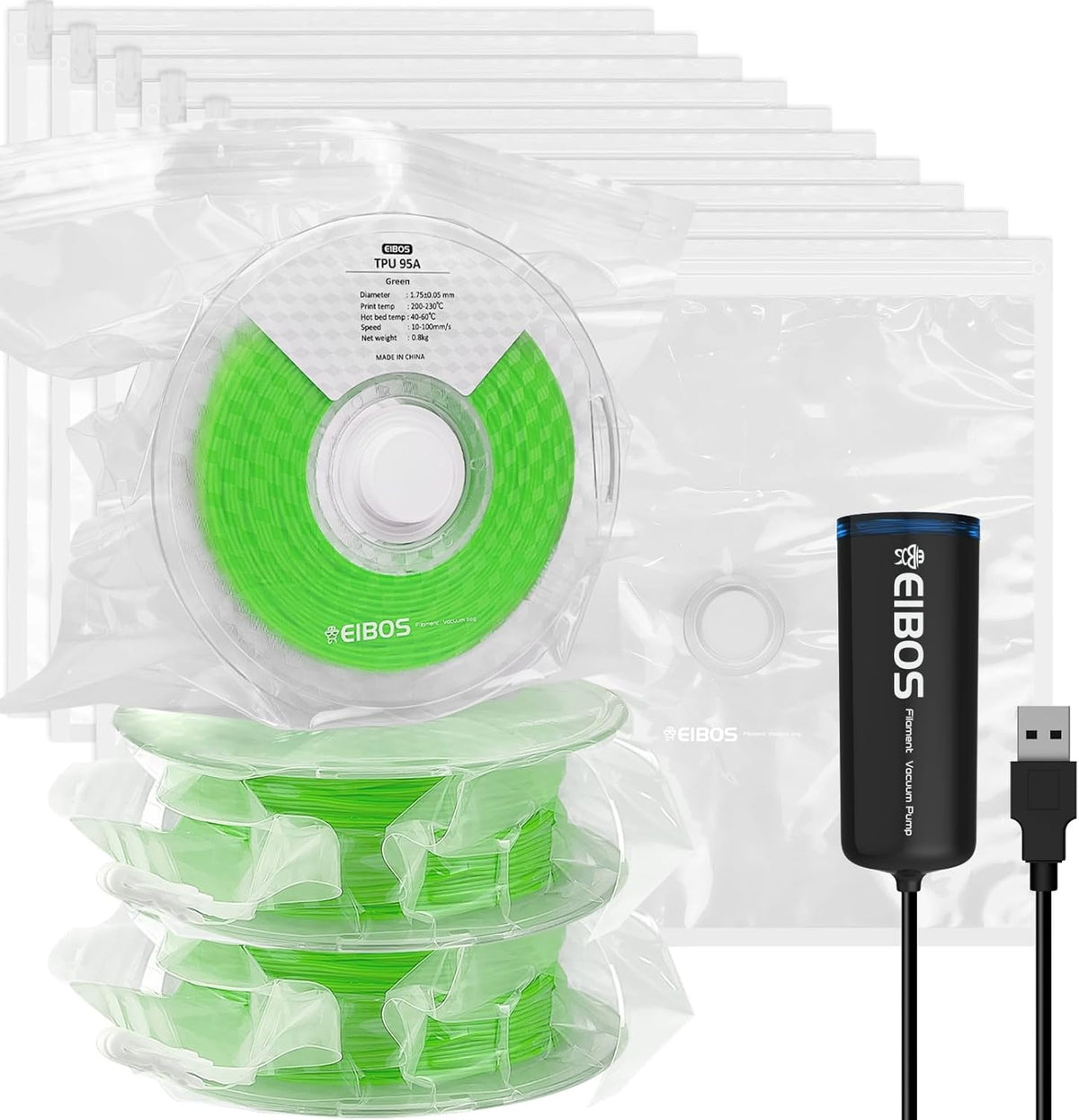 EIBOS filament vacuum storage kit for keeping open spools drier between print sessions