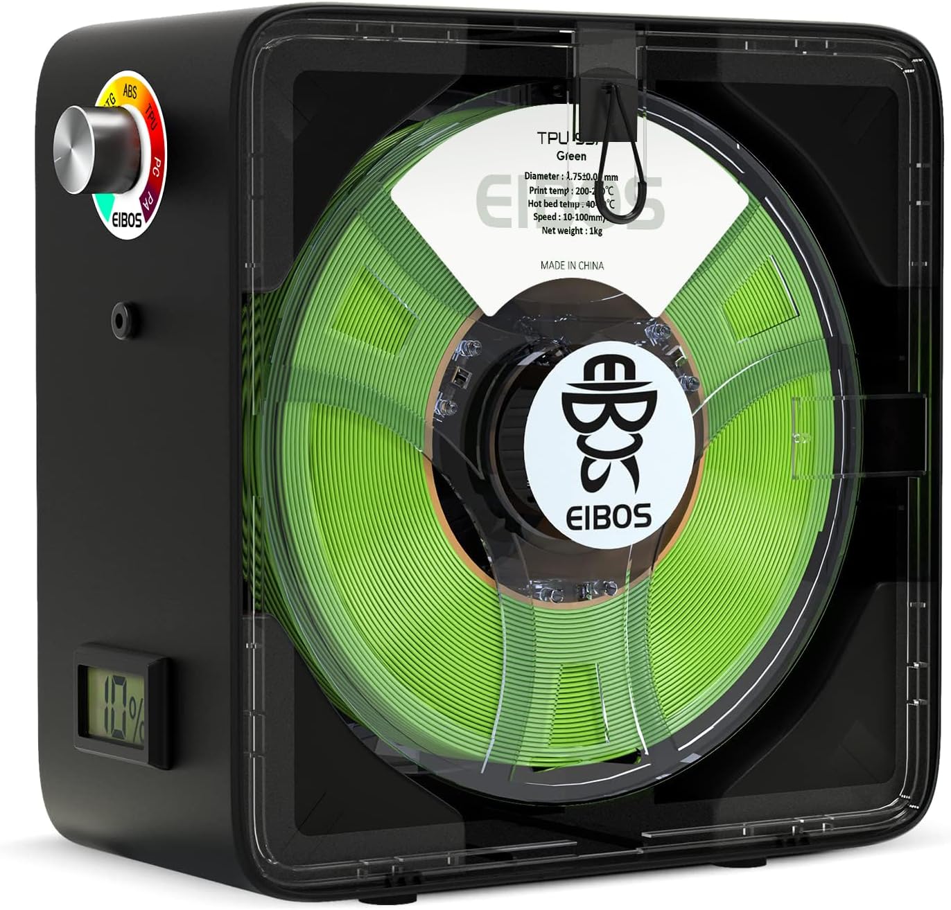 【EIBOS Official】 3D Printer Filament Dryer Easdry Box with Fan, Adjustable Temperature, Humidity Control & Spool Holder, Compatible with 1.75mm 2.85mm 3.00mm Nylon, PLA, ABS