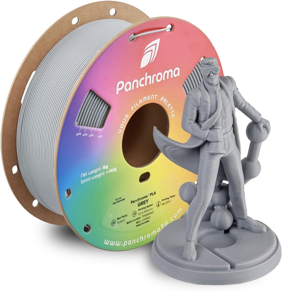 Polymaker Panchroma PLA Grey one kilogram spool for models props and visible 3D prints