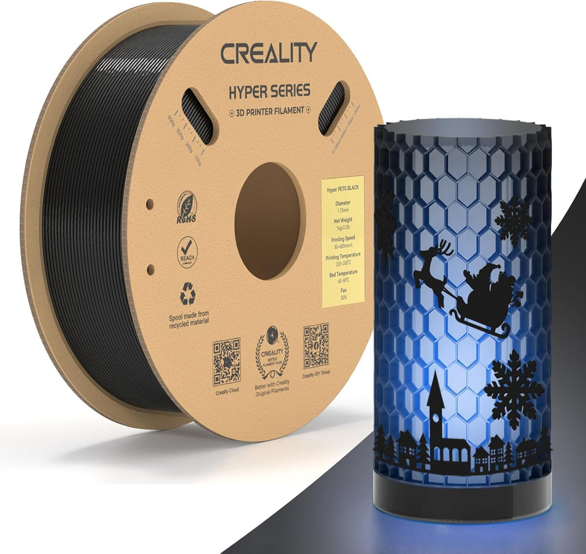 Creality Hyper PETG Black filament for utility parts and printer accessories