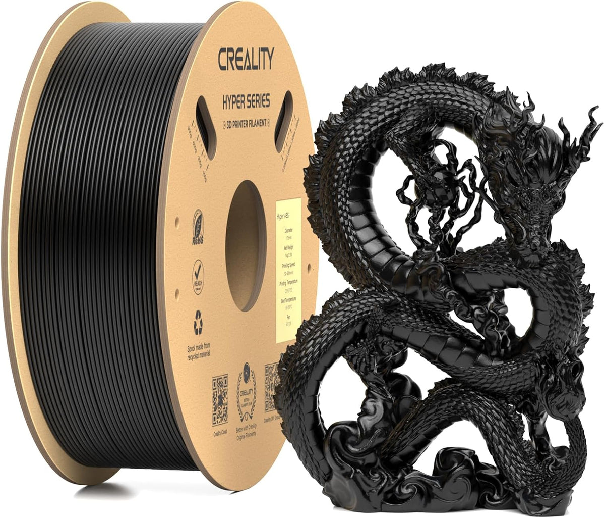 Official CREALITY Hyper ABS Filament 1.75mm, High Speed ABS 30-350mm/s 3D Printer Filament ABS, High Impact Resistance, Dimensional Accuracy +/-0.02mm, 1KG(2.2lbs) Spool Black, Fit Most 3D Printers
