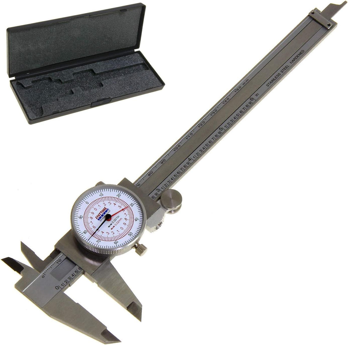 Anytime Tools dial caliper for 3D printing fit checks and battery-free bench measurement work