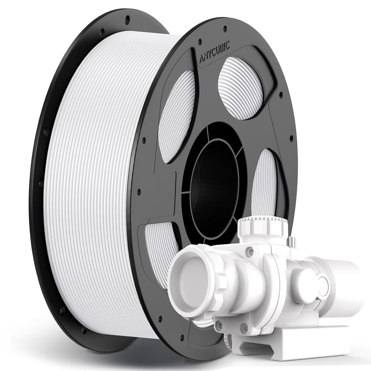 ANYCUBIC High Speed PLA Bright White filament on a reusable spool for fast everyday 3D printing