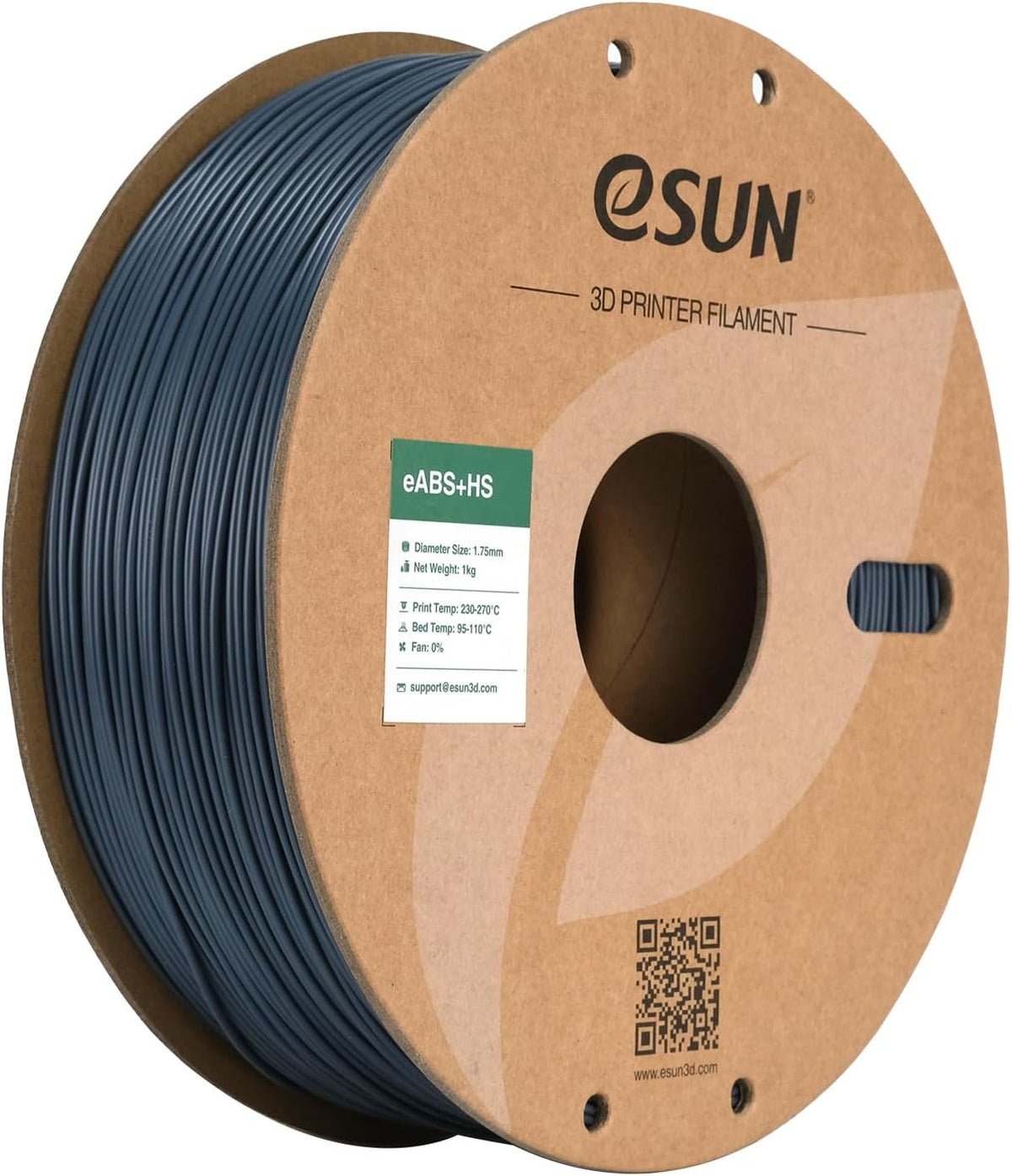 eSUN ABS+ HS black filament spool for faster enclosed-printer functional parts