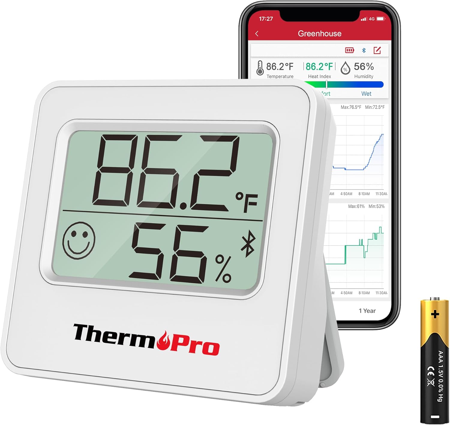 ThermoPro TP357 Bluetooth hygrometer for filament totes and closed storage monitoring