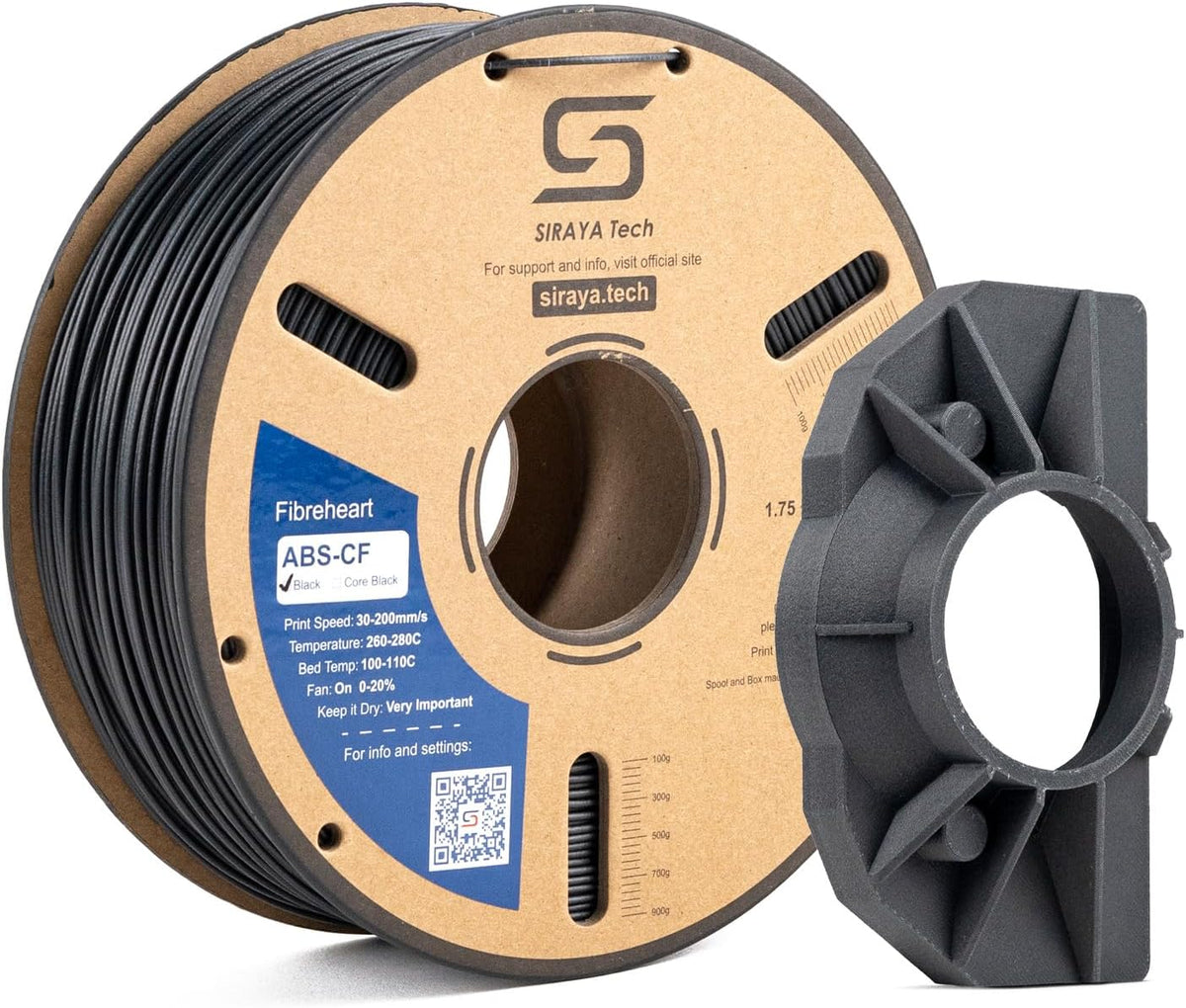 Siraya Tech Fibreheart ABS-CF black 1.75 mm filament spool for enclosed 3D printers