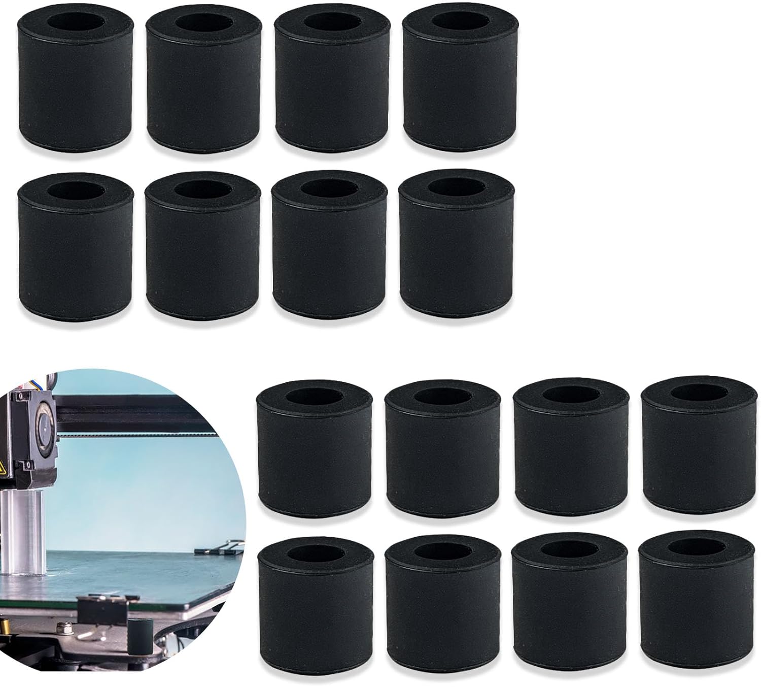 Silicone bed leveling mounts kit for manual-leveling 3D printers
