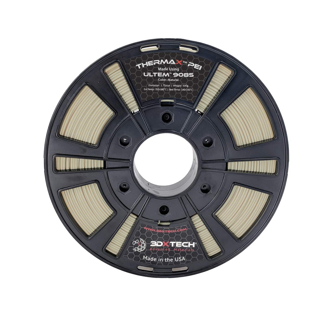 3DXTECH ThermaX PEI made with ULTEM 9085 high-temperature 3D printing filament spool