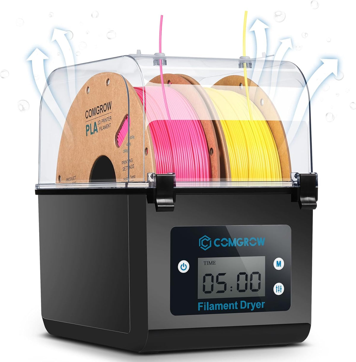 Comgrow two-spool filament dryer box with LCD controls