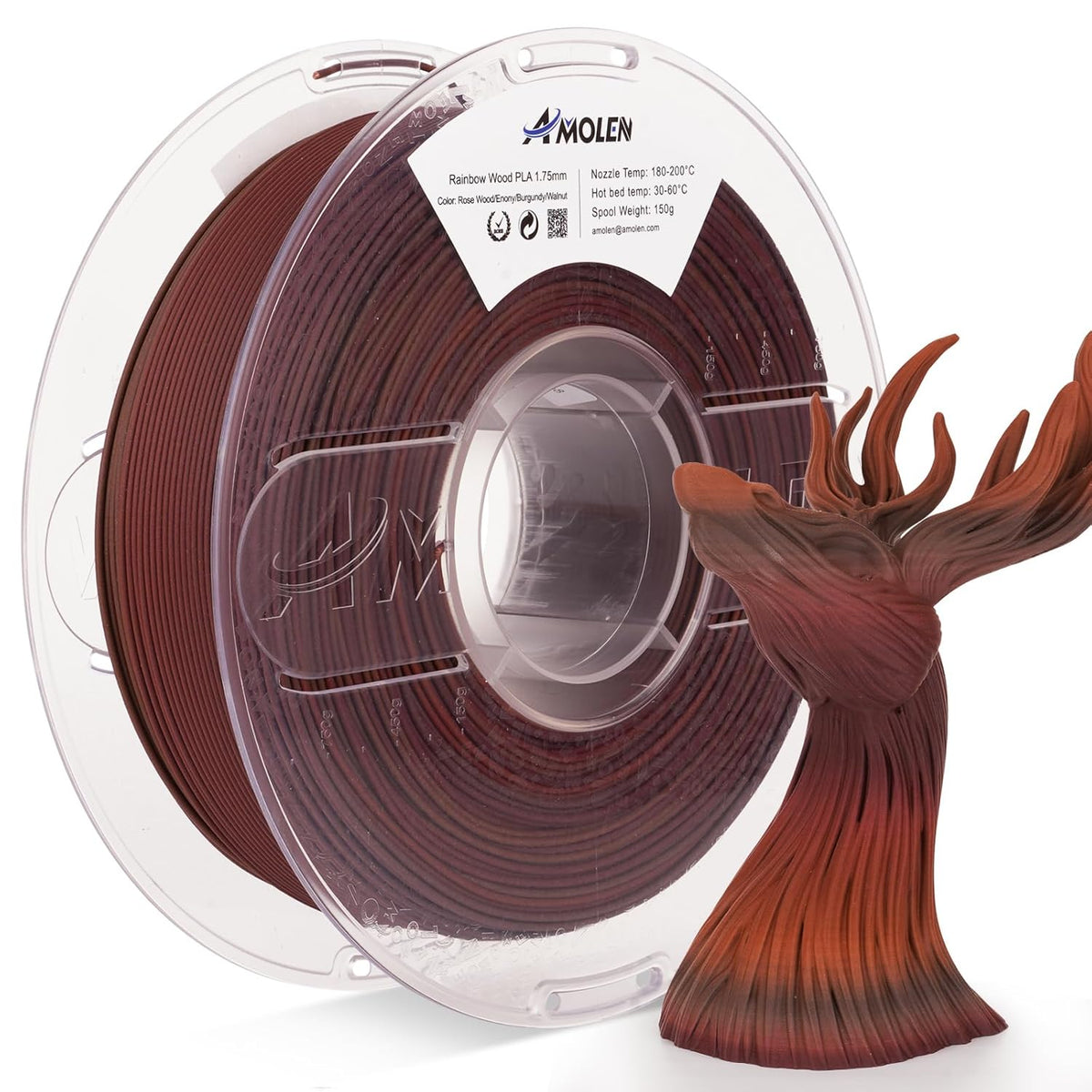 Amolen Wood PLA filament spool for signs props and wood-look decorative 3D prints