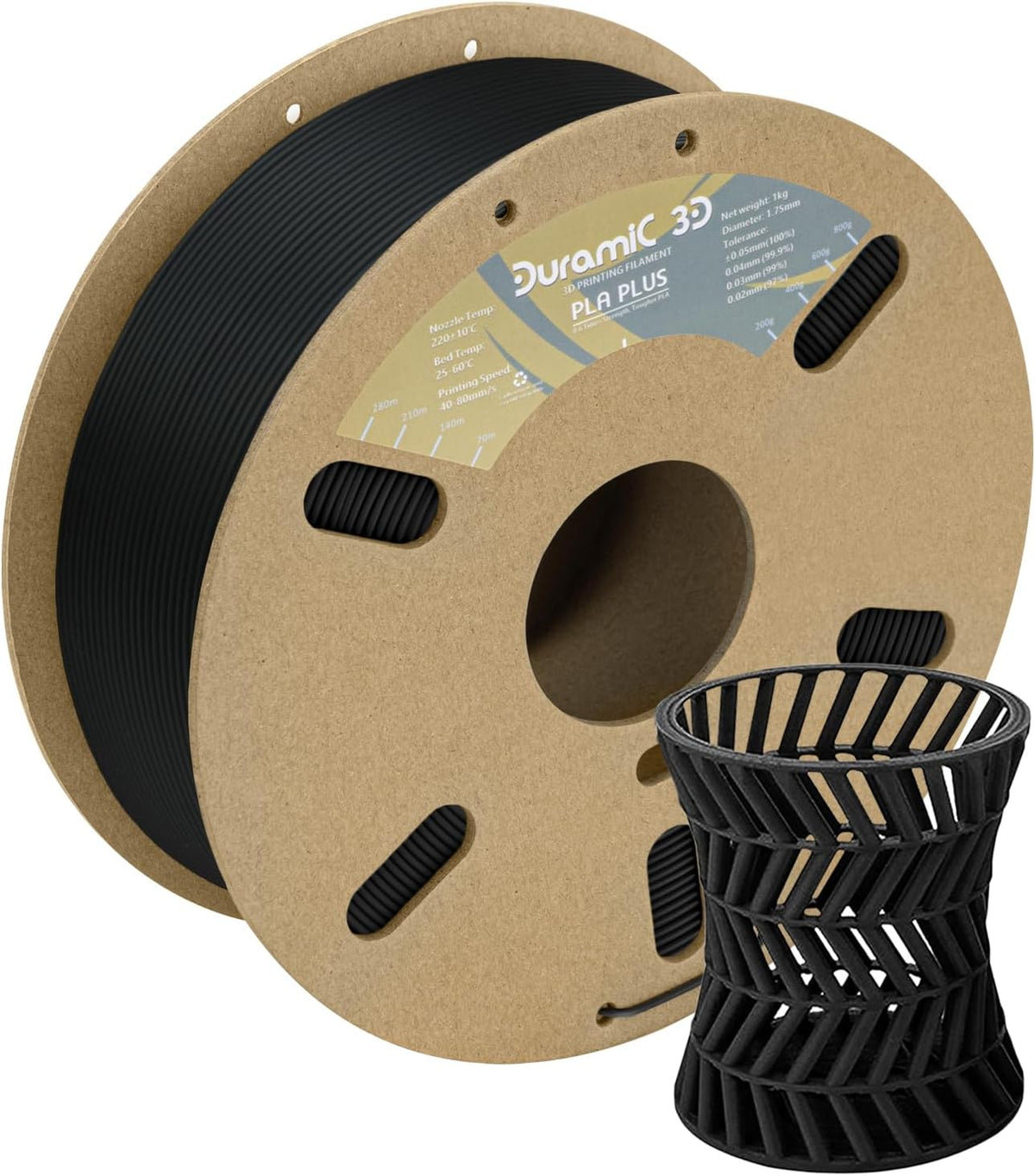 DURAMIC 3D ABS Black filament spool for enclosed-printer utility parts and hotter-use prints