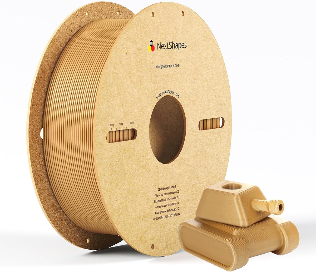 Standard PLA Filament 1.75mm, Dimensional Accuracy +/- 0.02 mm, Neatly Wound PLA, Fast Printing, 1KG Cardboard Spool (2.2 lbs), Fits for Bambu Lab 3D Printerss​ (Golden, 1000g)