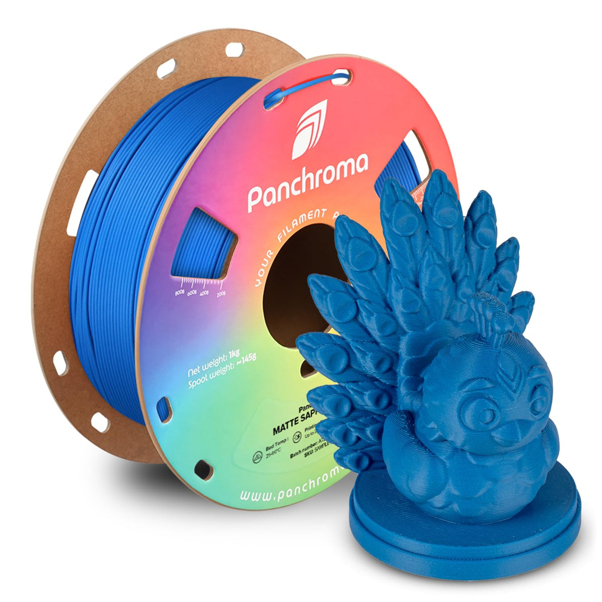 Polymaker Panchroma Matte PLA Filament, Sapphire Blue 1.75mm 1kg 3D Printing Filament, Formerly Polyterra Matte, Fits Most FDM 3D Printers, 1kg Spool (2.2lbs)