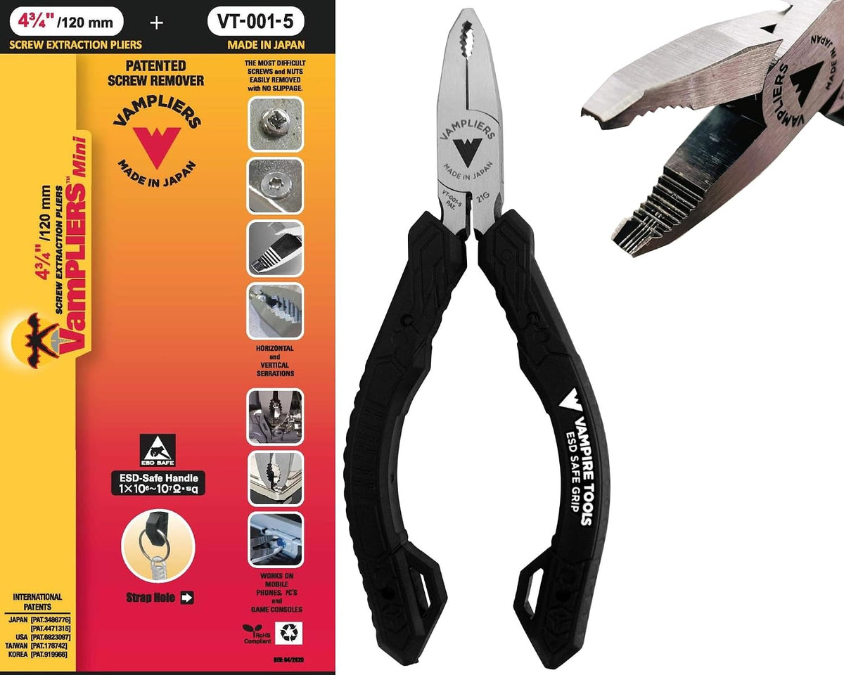 VAMPLIERS 5-inch mini stripped-screw remover pliers for small printer and electronics repairs