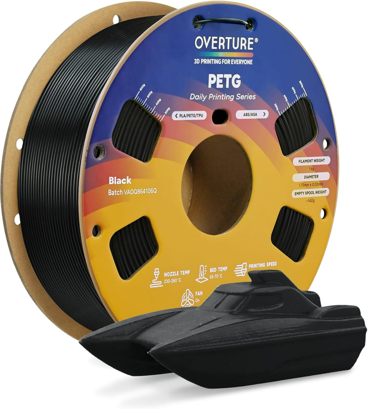 OVERTURE PETG filament spool; packaging and color may vary by listing and formula generation