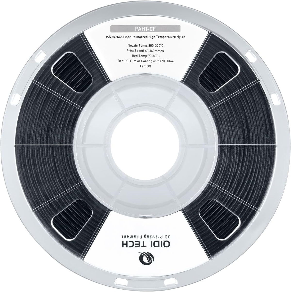QIDI PAHT-CF black carbon-fiber nylon filament spool for stiffer higher-heat functional printing
