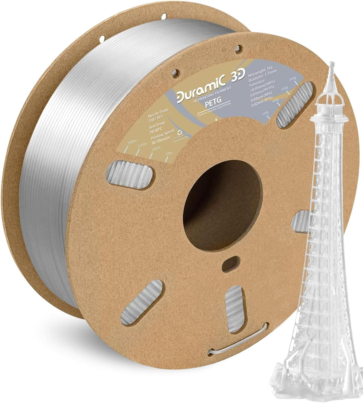 Duramic 3D PETG Clear filament for utility covers bins guards and visible functional parts