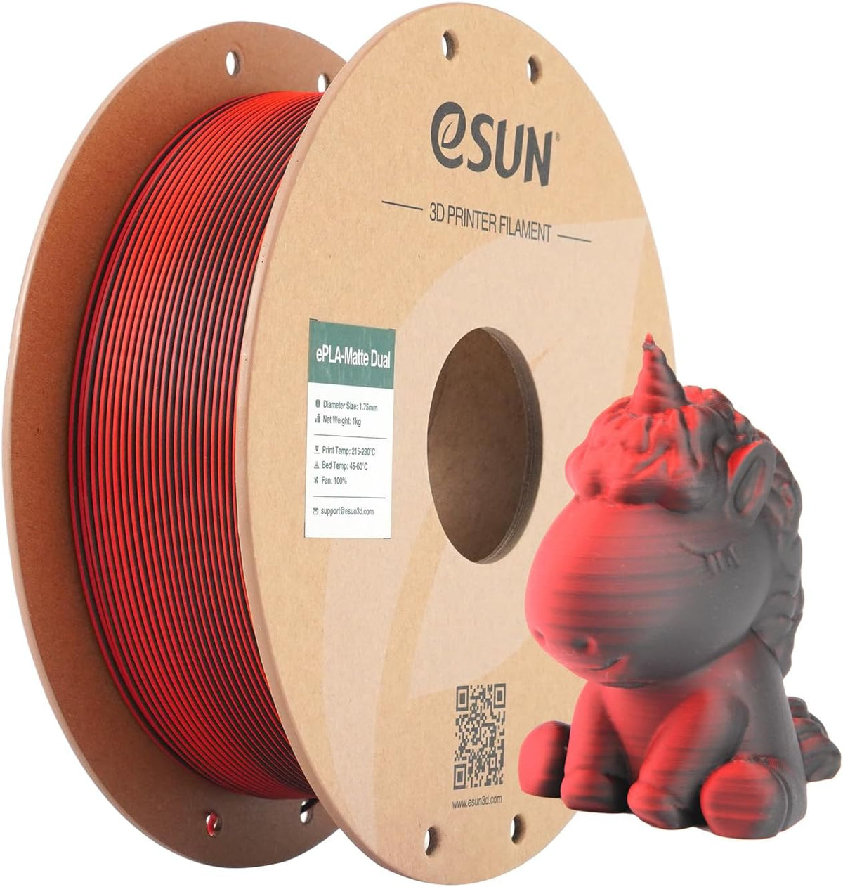 eSUN Dual Color Matte PLA filament spool for visible indoor 3D prints with more color variation