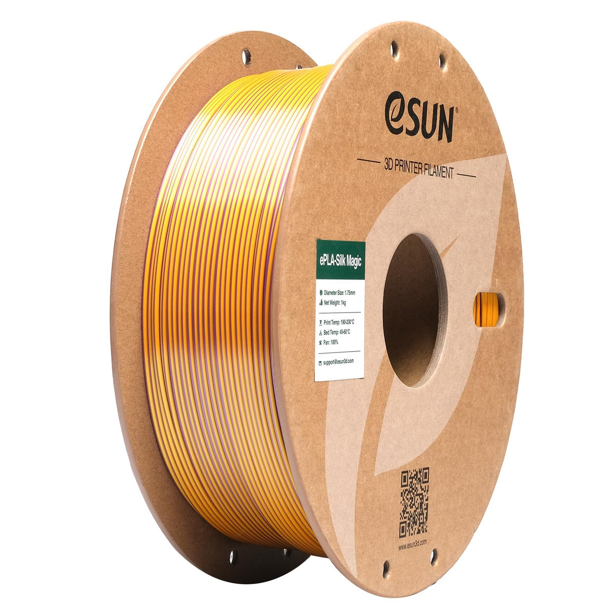 eSUN Silk Magic Purple Gold dual-color PLA filament 1.75 mm 1 kg spool