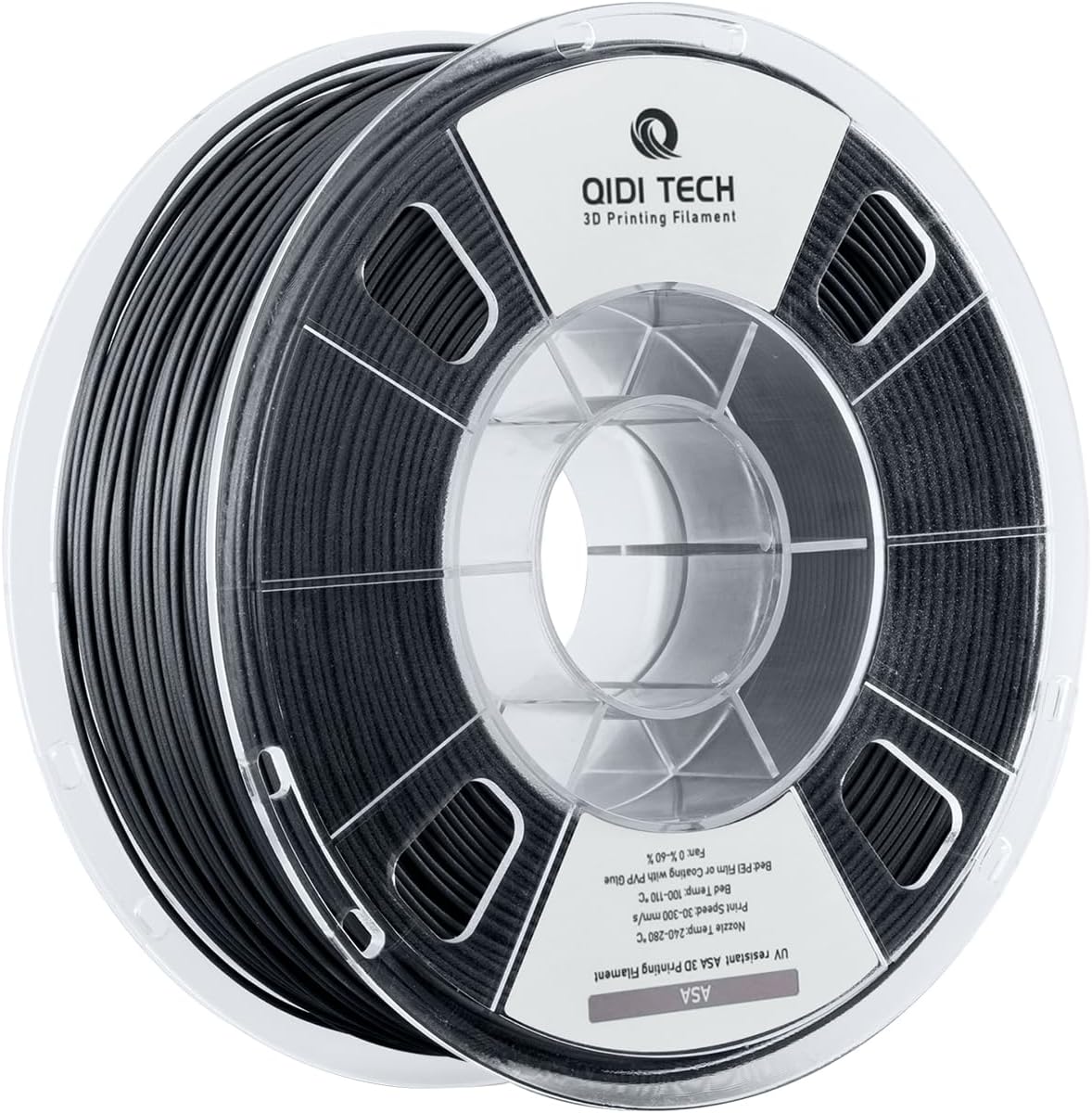 R QIDI TECHNOLOGY ASA Filament 1.75mm Black,3D Printer Filament ASA 1kg Spool(2.2lbs),High UV Resistance,Low Odor,Perfect for Printing Outdoor Functional Parts，Fit Most FDM 3D Printers