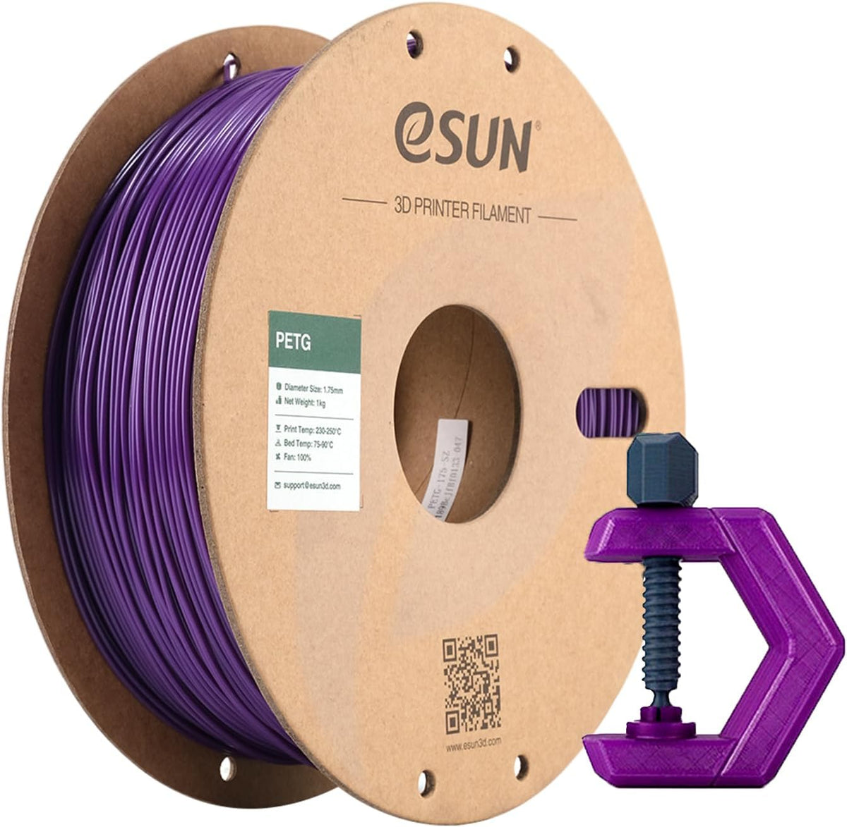 Spool of eSUN PETG filament for everyday durable 3D printing parts