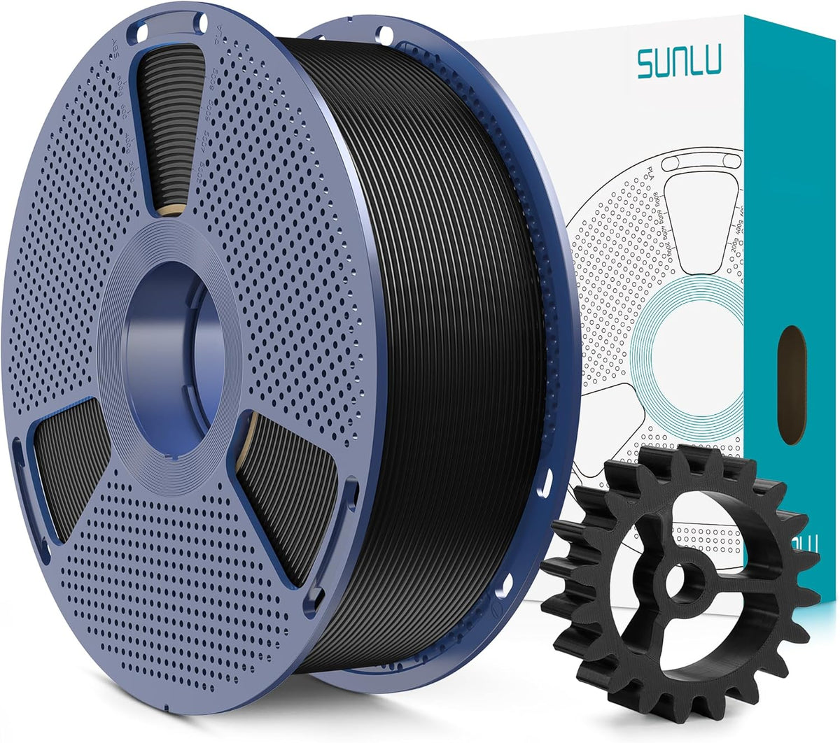 SUNLU PLA Plus 2.0 black filament for tougher everyday 3D printed utility parts