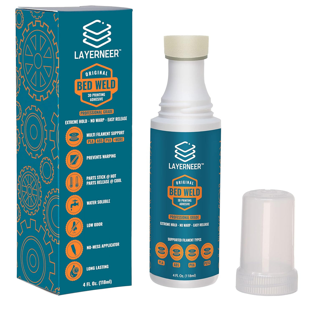 Layerneer Bed Weld Original adhesive for stronger first-layer hold on larger and tougher 3D prints