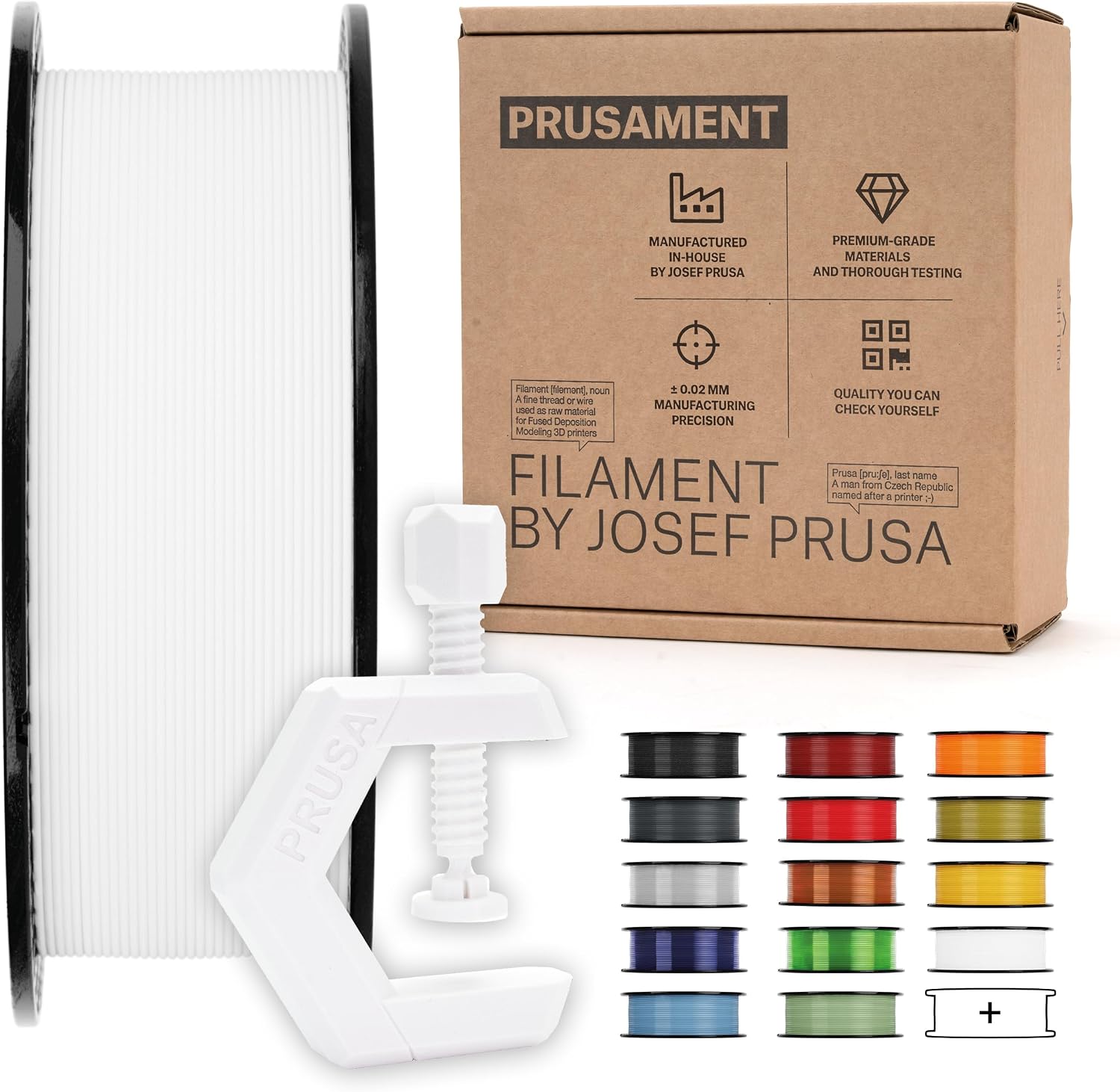 Prusament PETG Signal White spool for cleaner utility parts and consistent white PETG printing