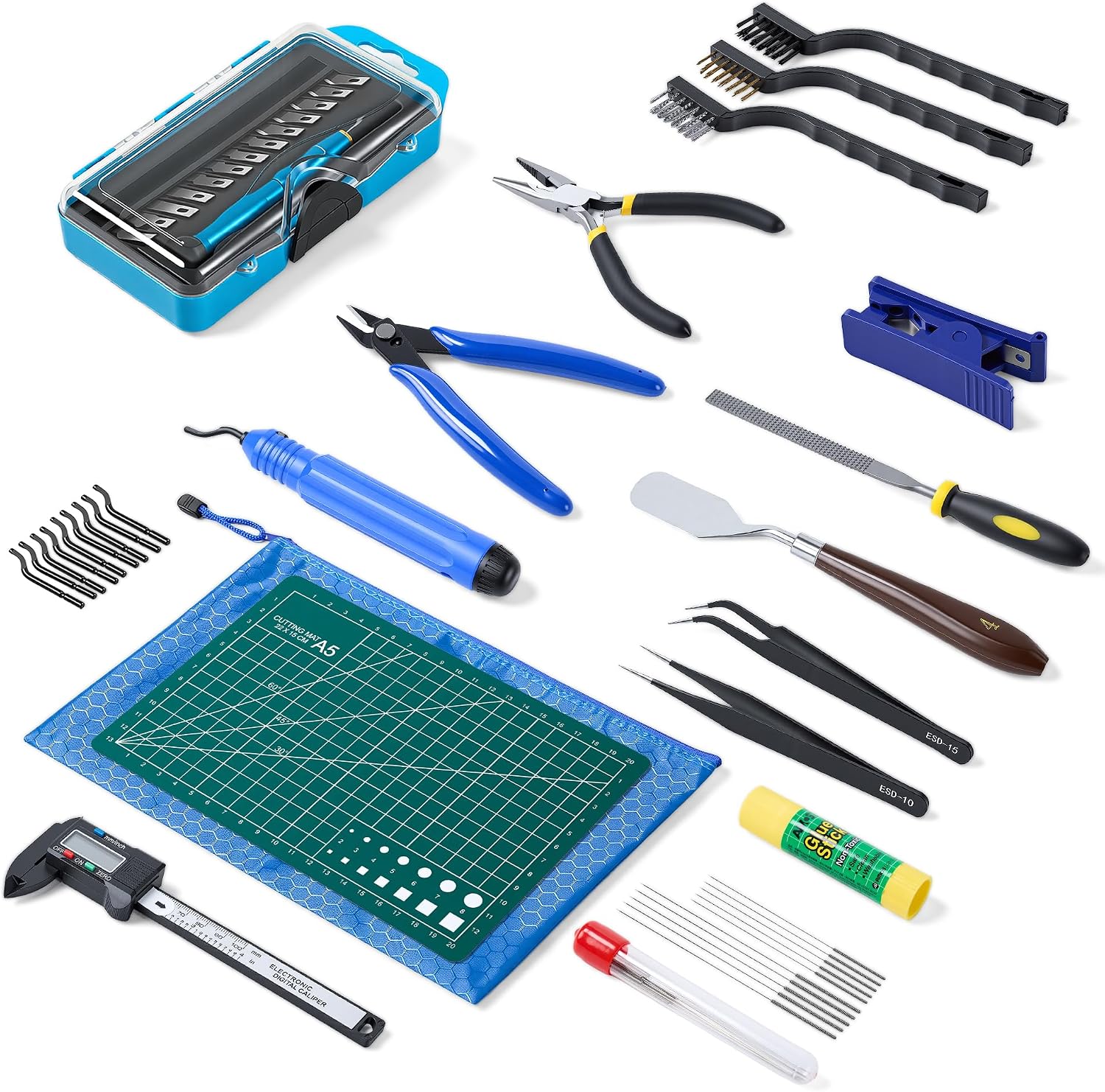 YEETIN 45-piece 3D printer tools kit for starter cleanup and maintenance benches