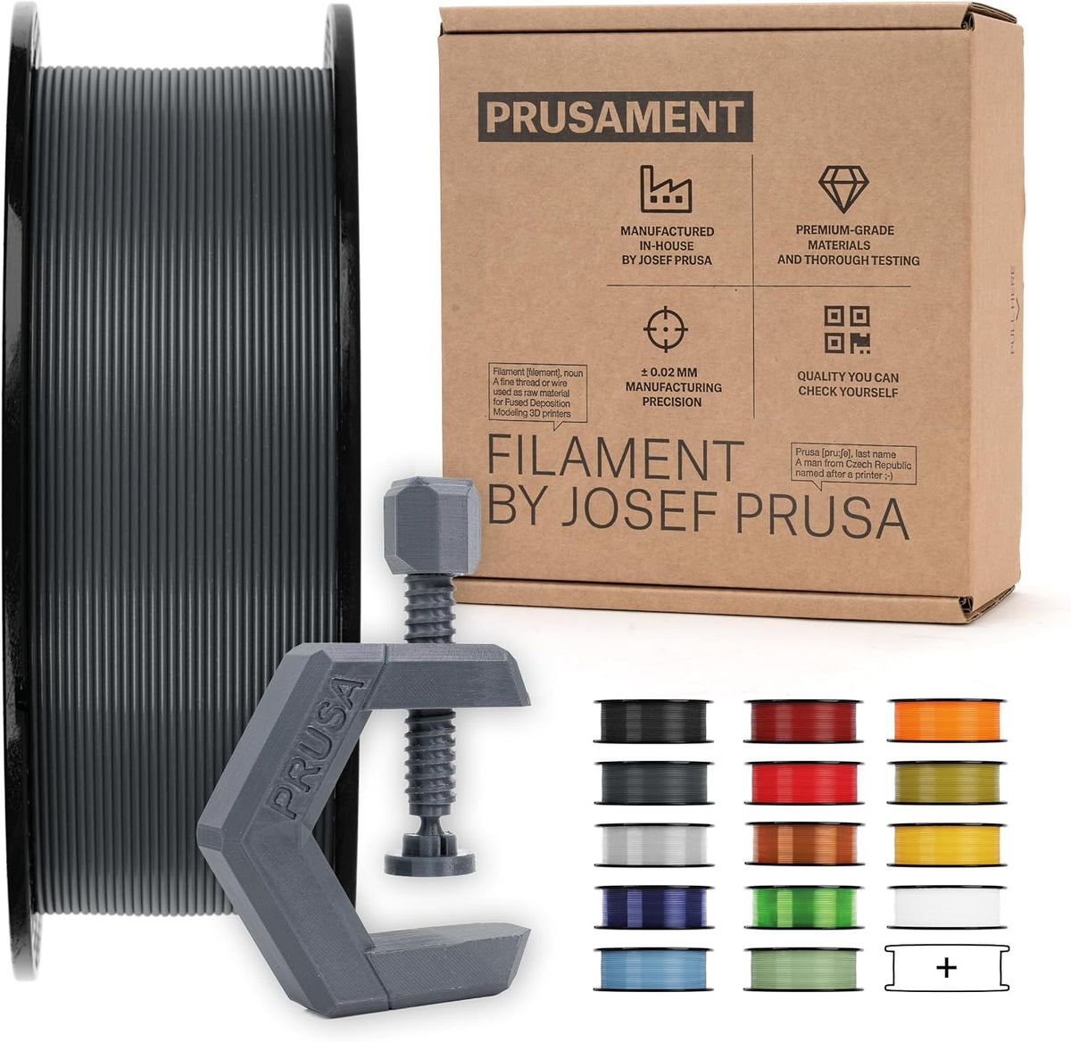Prusament PETG Urban Grey filament spool for repeatable utility prints and visible functional parts
