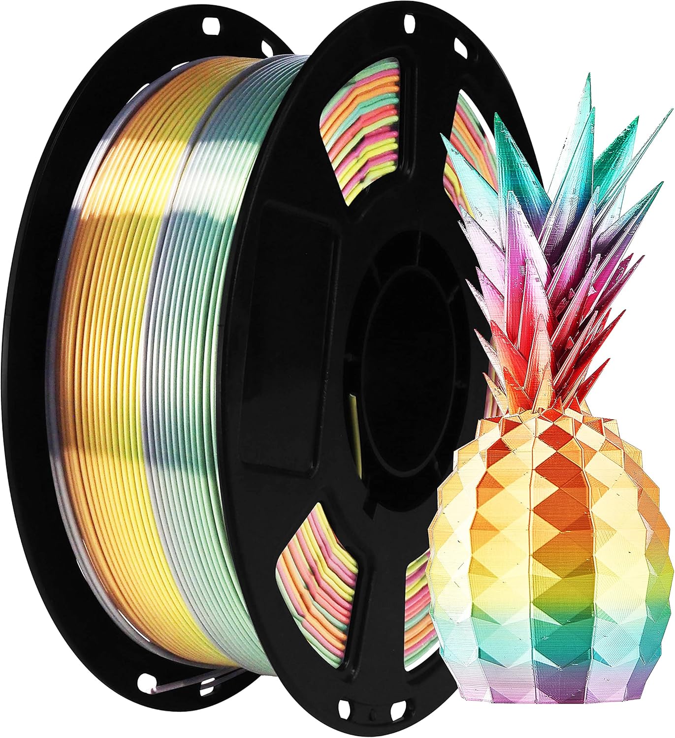 BBLIFE Silk Shiny Multi Color Fast Change Rainbow PLA Filament, 1kg 2.2lbs 1.75mm 3D Printing Material, Widely Support for FDM 3D Printer, Easy to Print