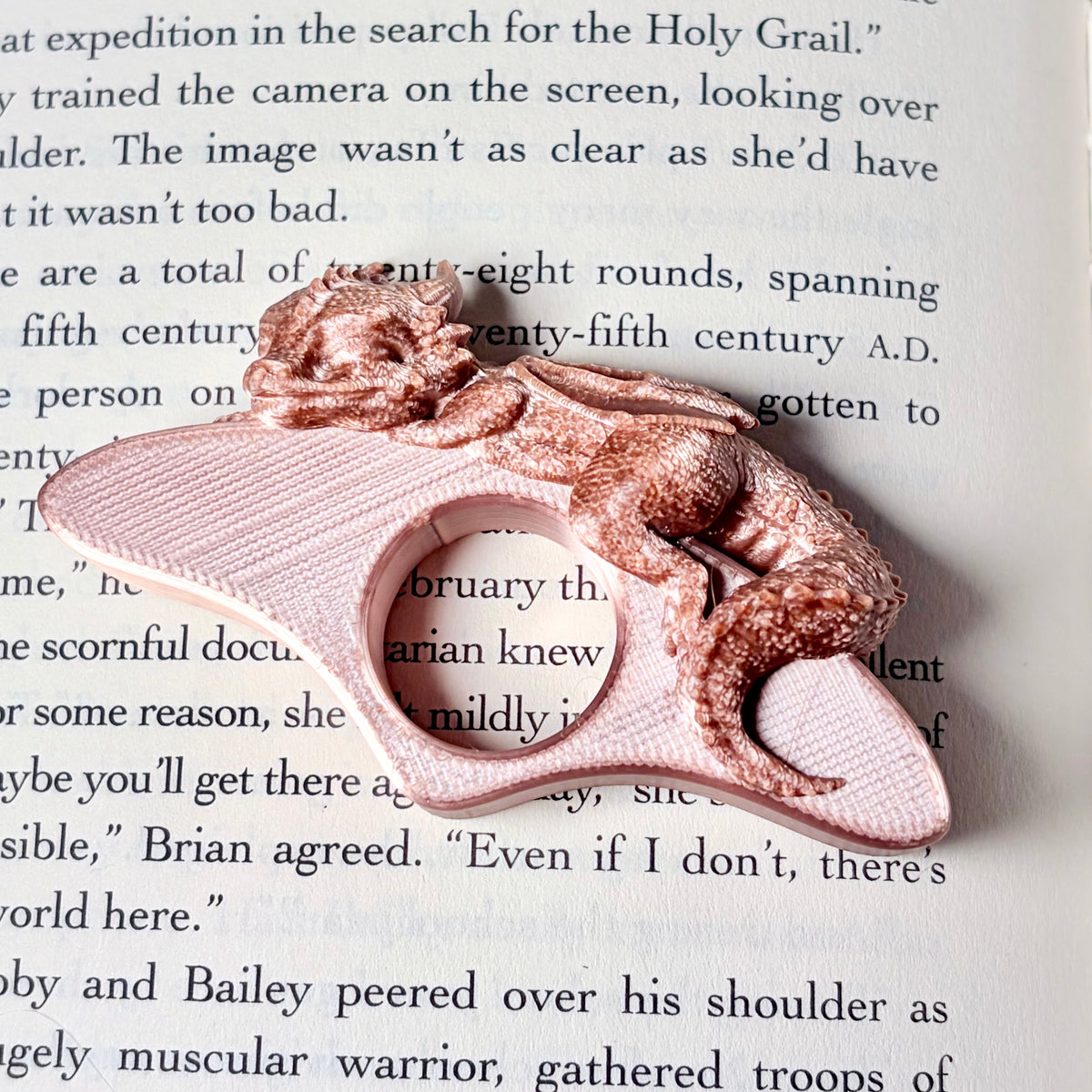 3D printed dragon thumb book holder for book lovers and reading gifts